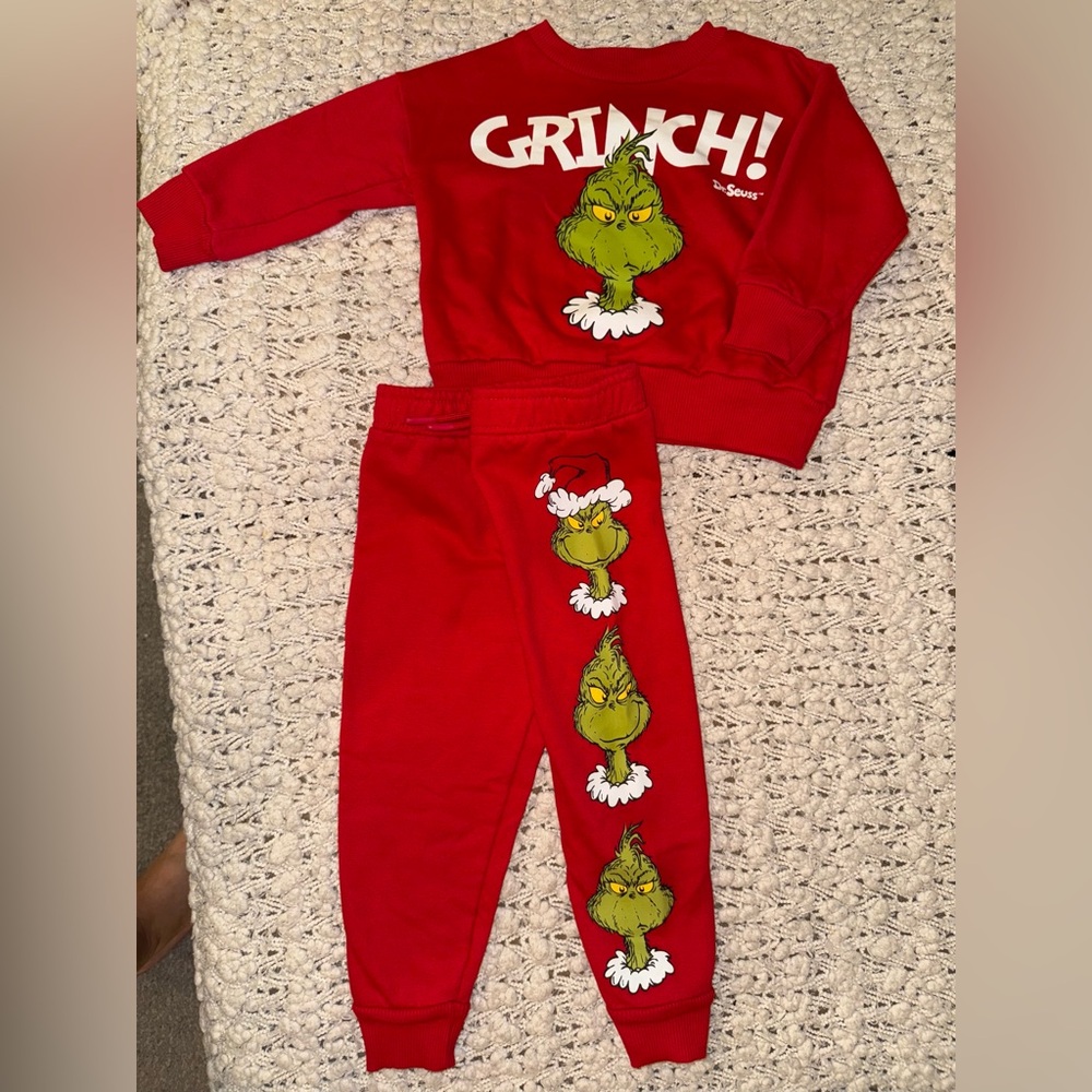 Red Grinch Sweatshirt and Pants Set
